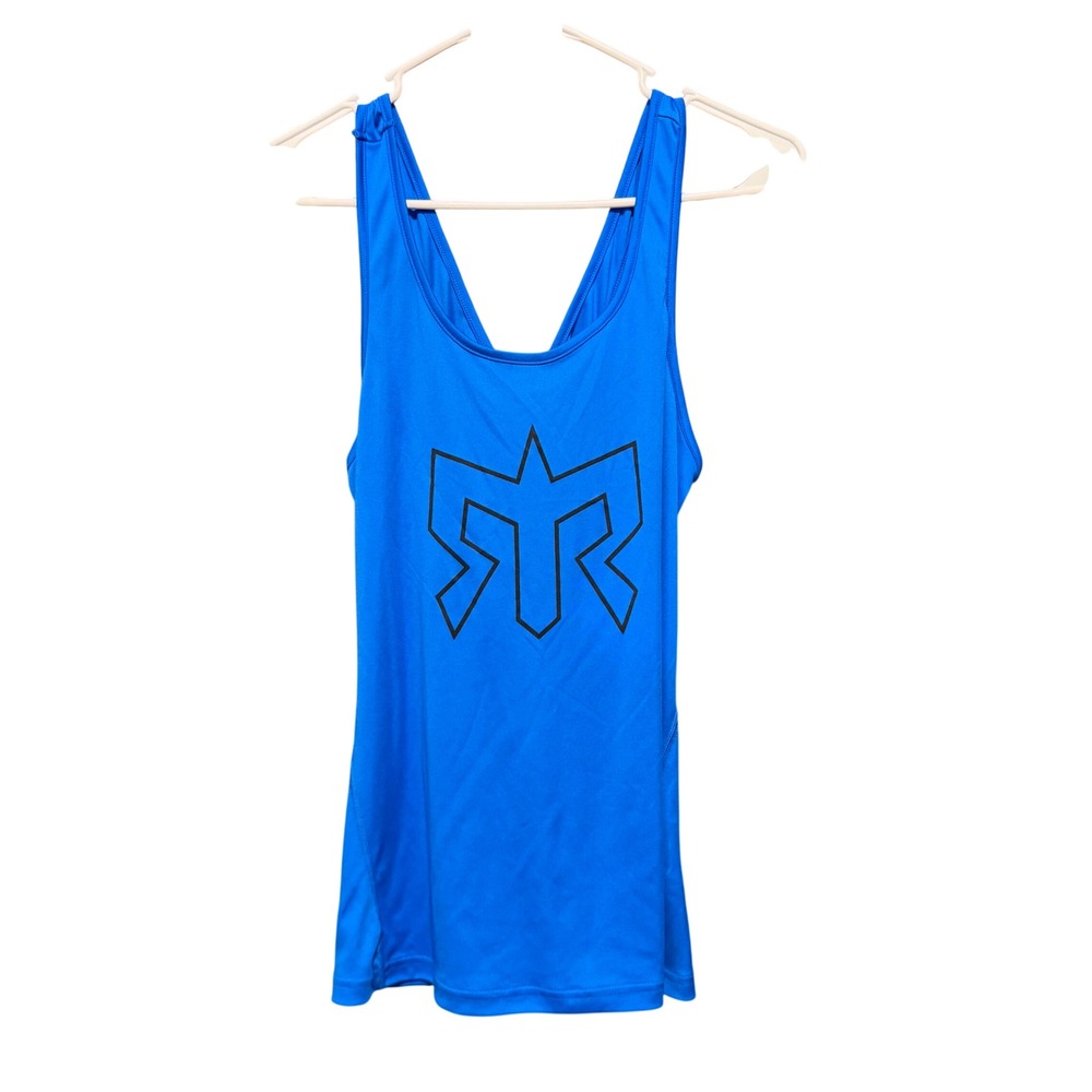 Craft Womens Blue Graphic Athletic Tank Top Criss Cross Back Size Large